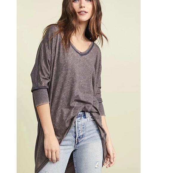 Free People Tops - Free the People Catch the waves tunic tee gray size Large